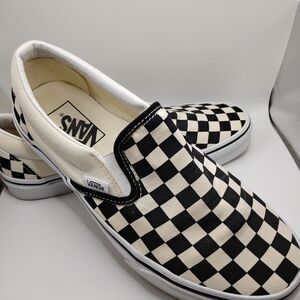 Vans Men's Checkered Black and White Slip-On Sneakers